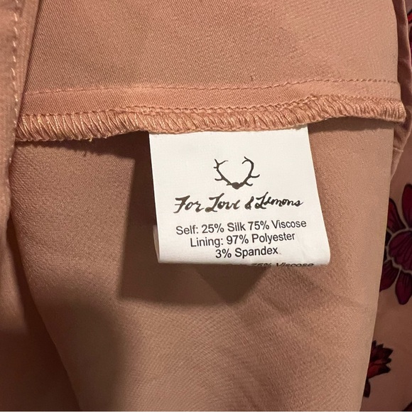 For Love and Lemons Saffron Floral Boho Mini Dress Silk Blend Pink X-Small New - Picture 8 of 9